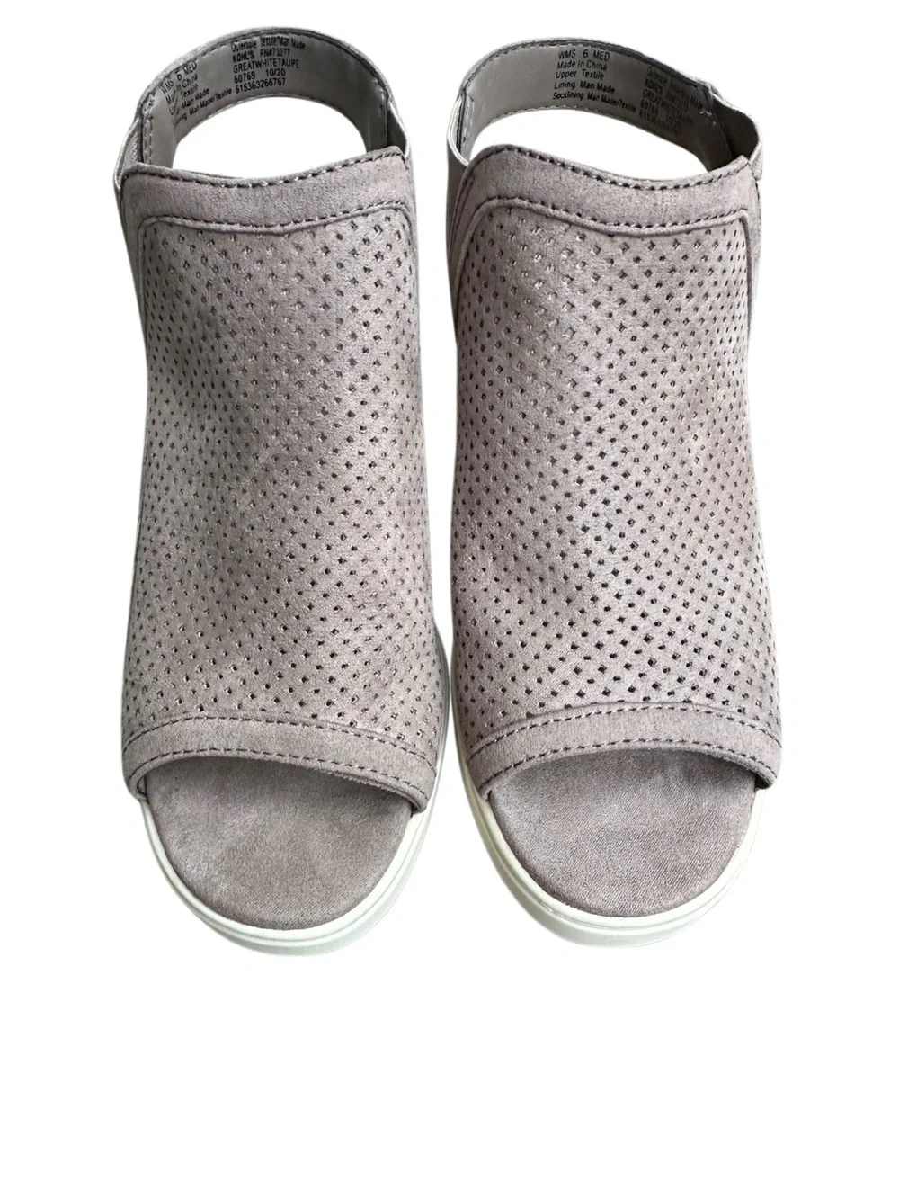 Sonoma Goods For Life Gray Taupe Perforated Peep Toe Wedge Sandals Women’s 6